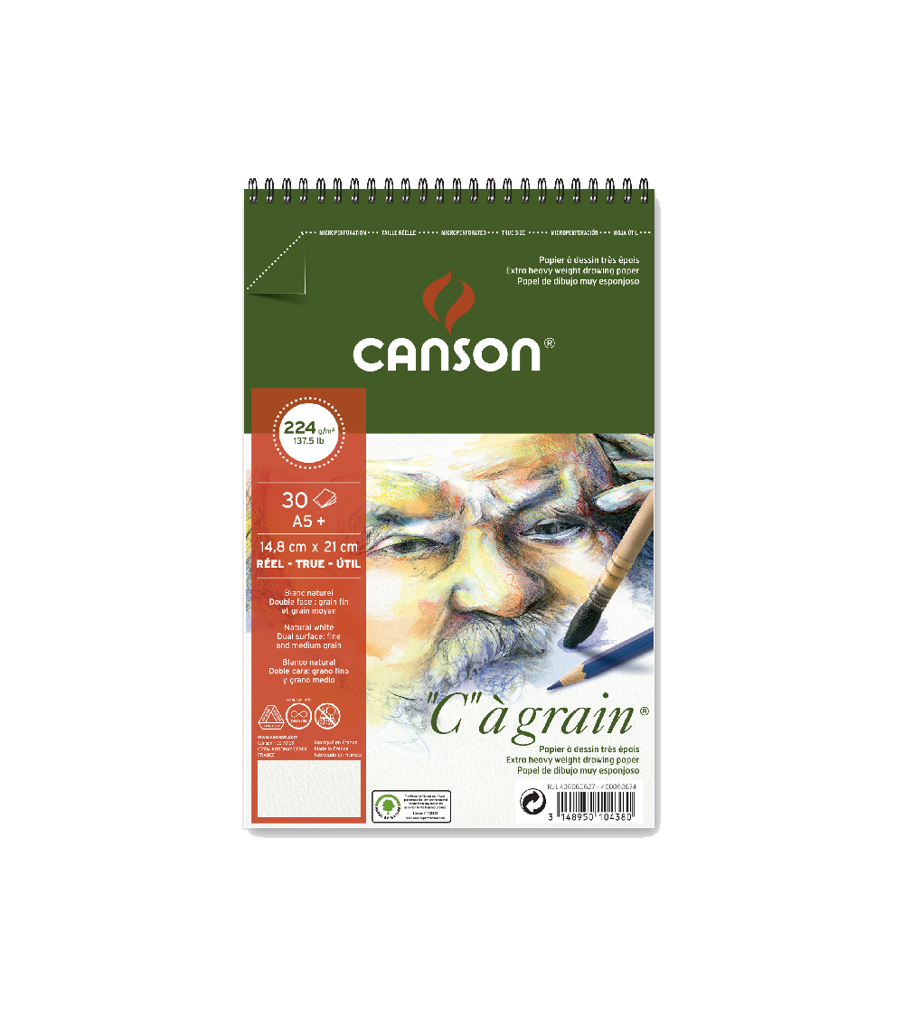 Blocco Da Disegno Canson C A Grana 224g - 20 Fogli Formato A3 (29,7x42cm)